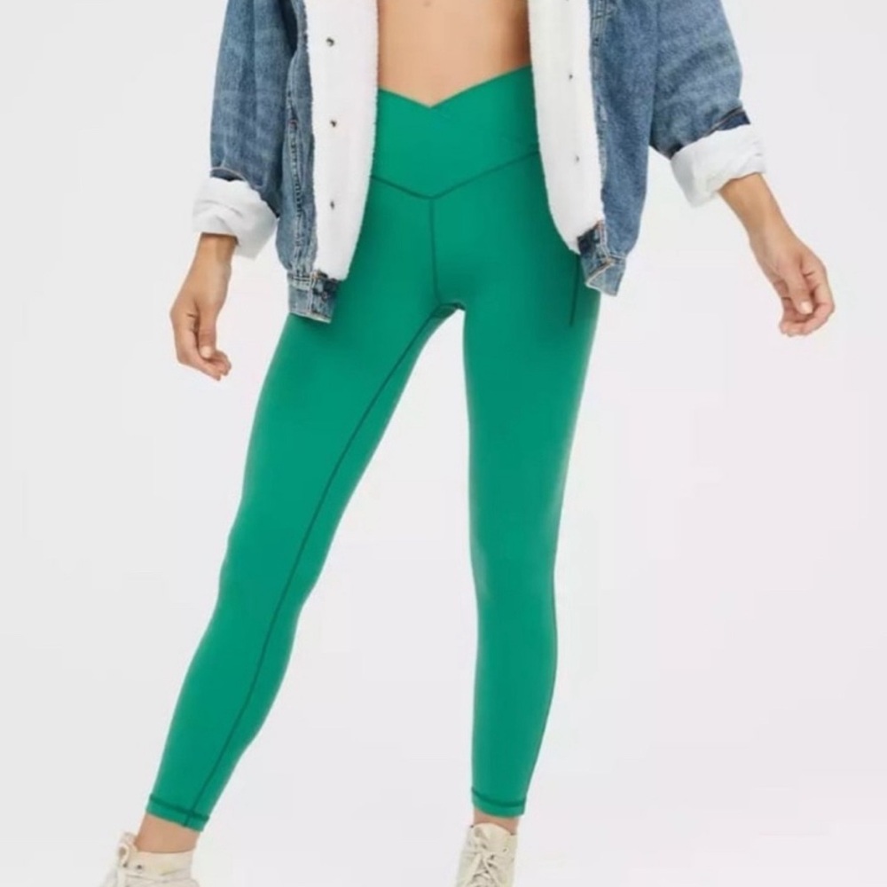 OFFLINE by Aerie Real Me Xtra 7/8 Leggings High Rise Vibrant Green Legging XL